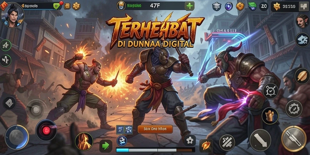 Tampilan gameplay yang mendebarkan dalam 47F saat karakter bertarung.