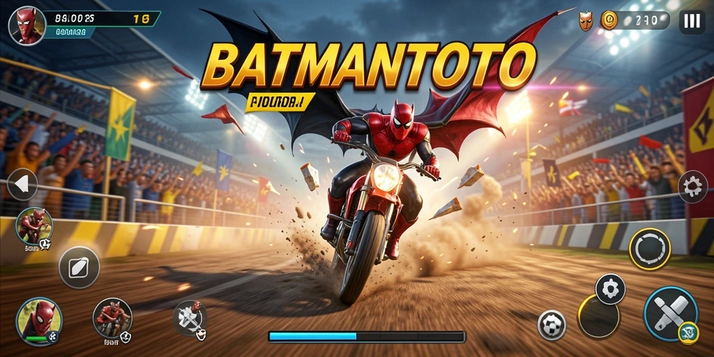 Screenshot gameplay BATMANTOTO yang menampilkan aksi balap menegangkan.