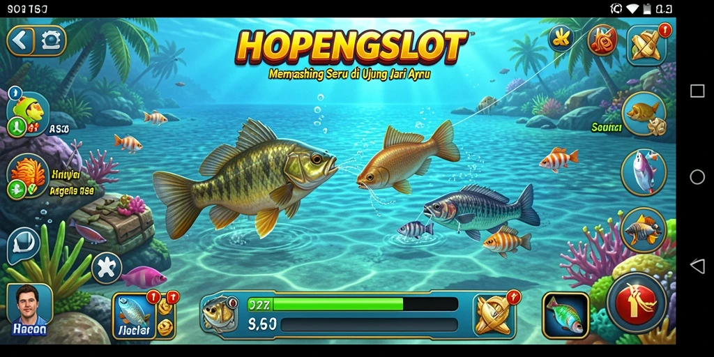 Tampilan gameplay HOPENGSLOT yang menampilkan aksi memancing yang menegangkan.