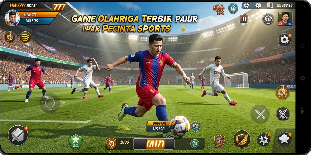 Tampilan seru dari gameplay olahraga yang mendebarkan dan kompetitif.