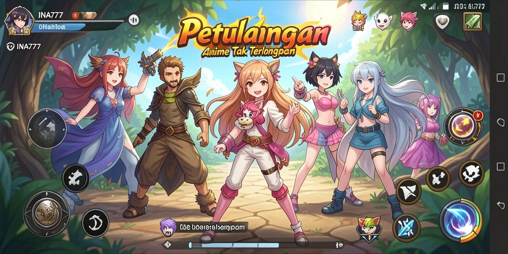 Tampilan gameplay seru dengan karakter anime ikonik.