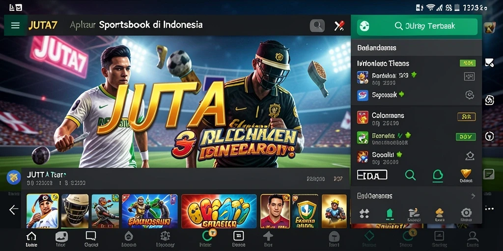 Tangkapan layar utama JUTA7 menampilkan antarmuka taruhan olahraga.