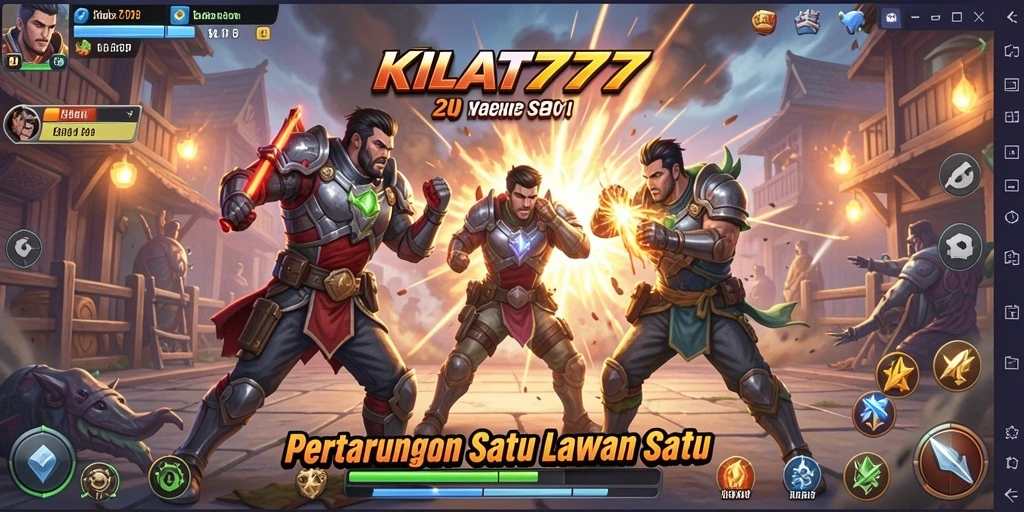 Tampilan gameplay KILAT777 dengan aksi bertarung yang dinamis dan seru.