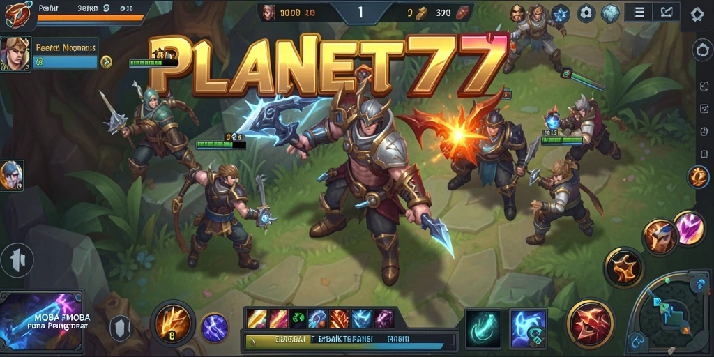 Tampilan gameplay <strong>PLANET77</strong> yang penuh aksi di arena pertarungan.