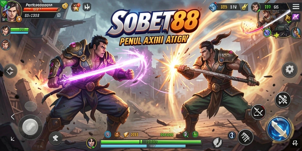 Screenshot utama SOBET88 menampilkan aksi pertarungan yang intens dan menarik.