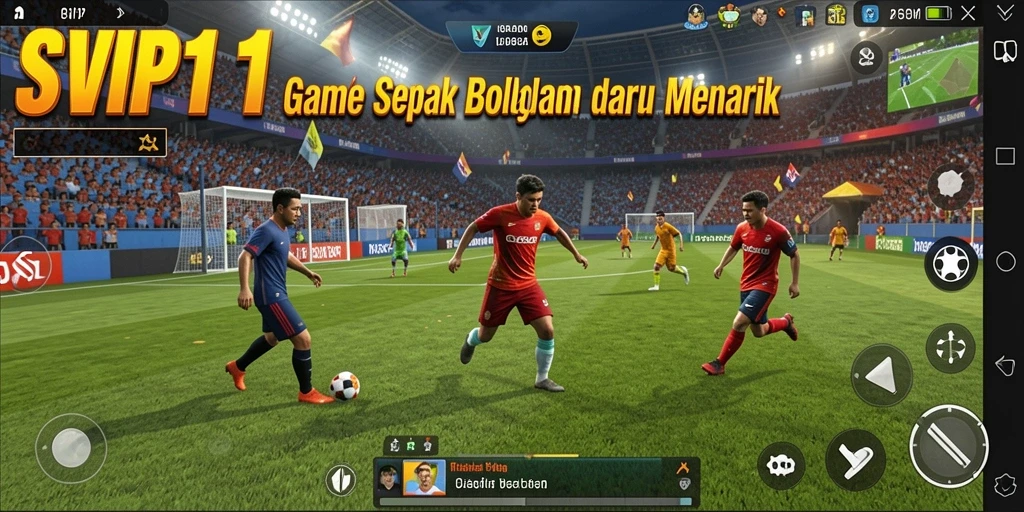 Screenshot menunjukkan aksi seru dalam pertandingan sepak bola.
